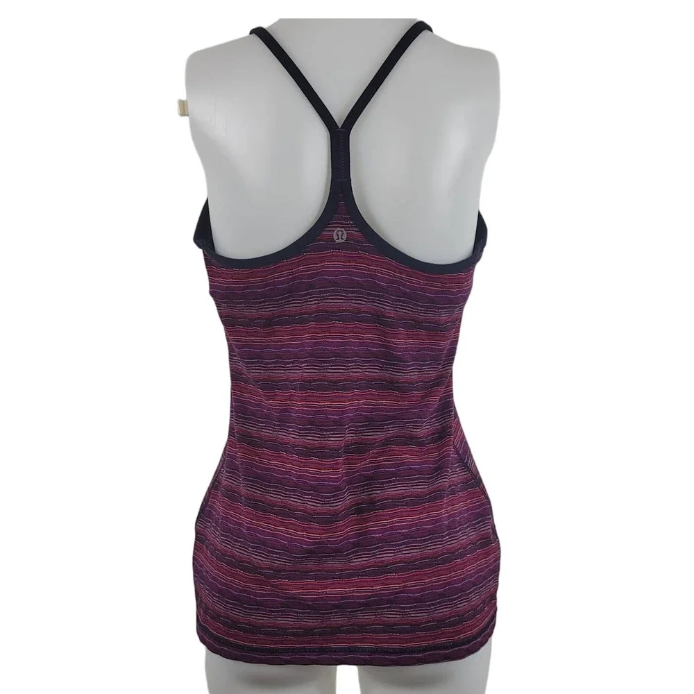 Lululemon Burgundy Pink White Shelf Bra Workout Tank Top 12 - Picture 2 of 4